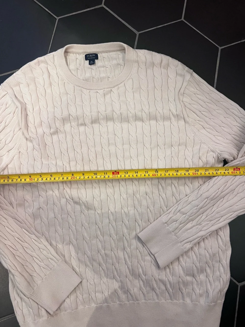 J. Crew Men's Cable Knit Crewneck Sweater - Cream Equestrian Collegiate Vibes